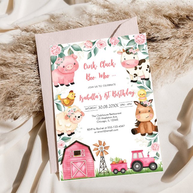 Oink Baa Quack Moo Farm Animals Birthday Invitation (Creator Uploaded)