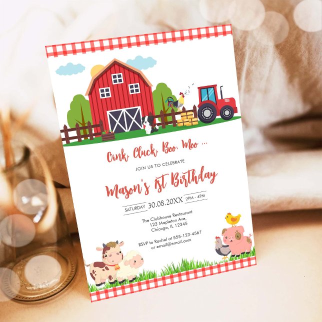 Oink Baa Quack Moo Farm Animals Birthday Invitation (Creator Uploaded)