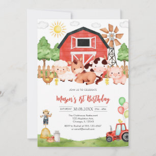Oink Baa Quack Moo Farm Animals Birthday Invitation