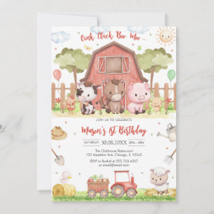 Oink Baa Quack Moo Farm Animals Birthday Invitation