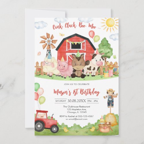 Oink Baa Quack Moo Farm Animals Birthday