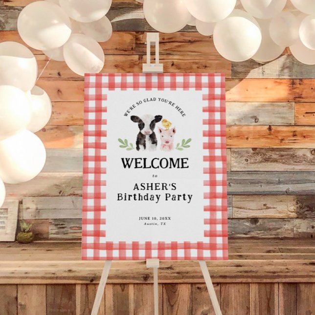 Oink Cluck Moo Cute Farm Animals Birthday Welcome  Foam Board (Creator Uploaded)
