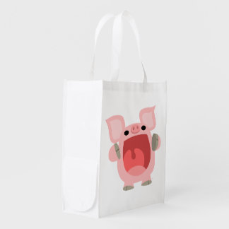 "OINK!!!" Cute Cartoon Pig Reusable Bag