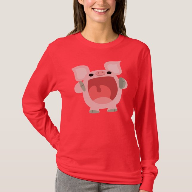 "OINK!!!" Cute Cartoon Pig Women T-shirt (Front)