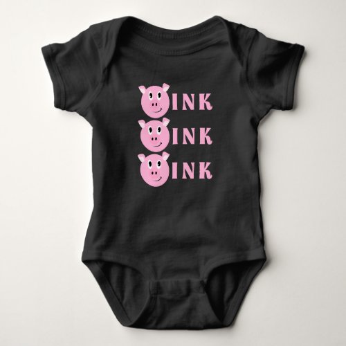 OINK Cute Little Pink Cartoon Pig Girls Piggy Baby Bodysuit