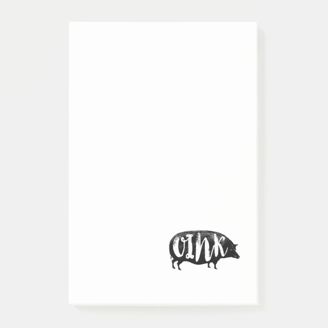 OINK Funny Vintage Pig Post-it Notes (Front)