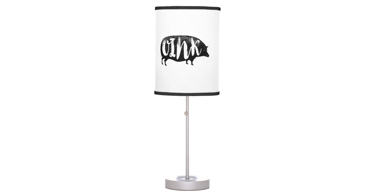 Oink Funny Vintage Pig Table Lamp, Black Pig Table Lamp