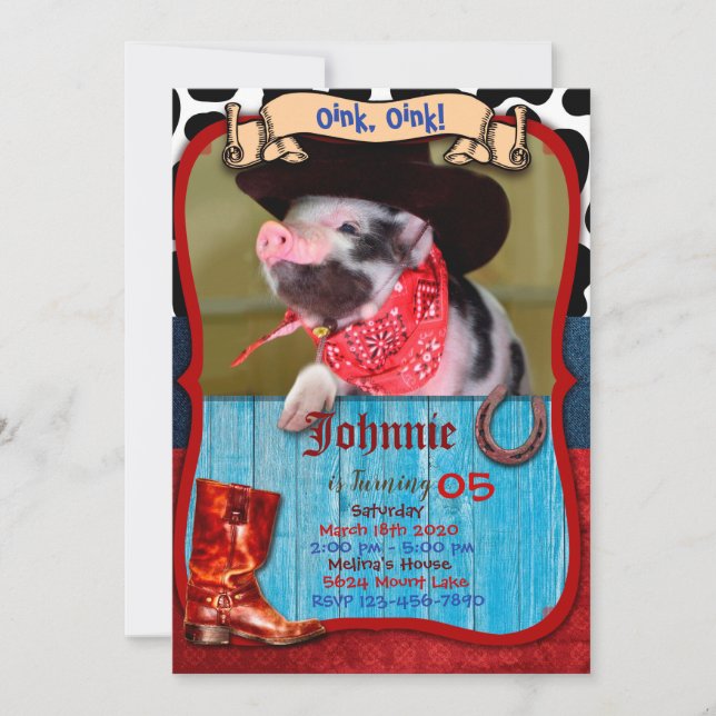 Oink Oink - Pig Invitation (Front)