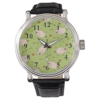 Oink Oink Piggy Pattern Watch by ThePigPen at Zazzle