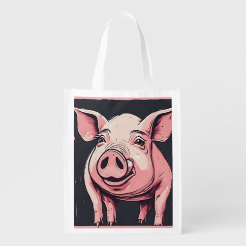 Oink Oink Pink Pig Grocery Tote