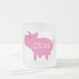 Oink Pink Pig Tshirts and Gifts Frosted Glass Coffee Mug