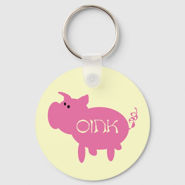 Oink Pink Pig Tshirts and Gifts Keychain (Front)