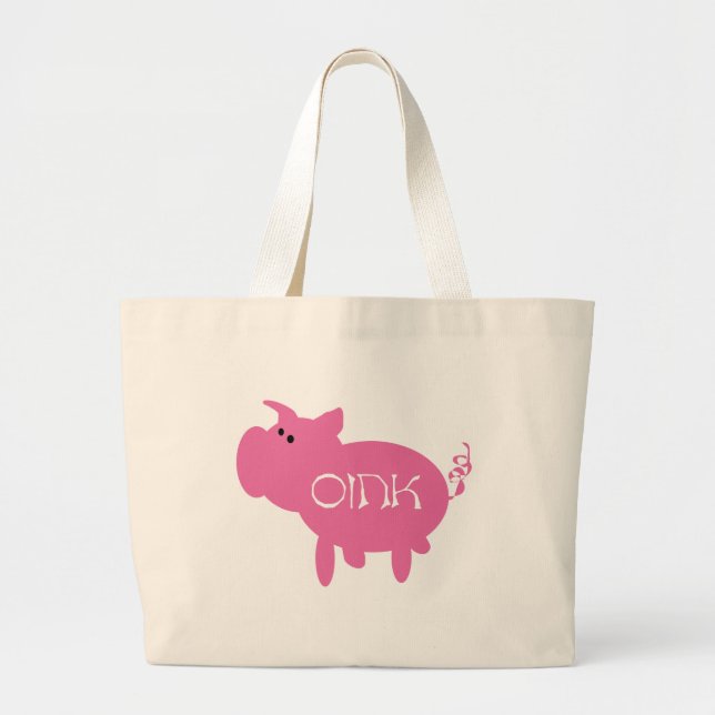 Oink Pink Pig Tshirts and Gifts Large Tote Bag (Front)