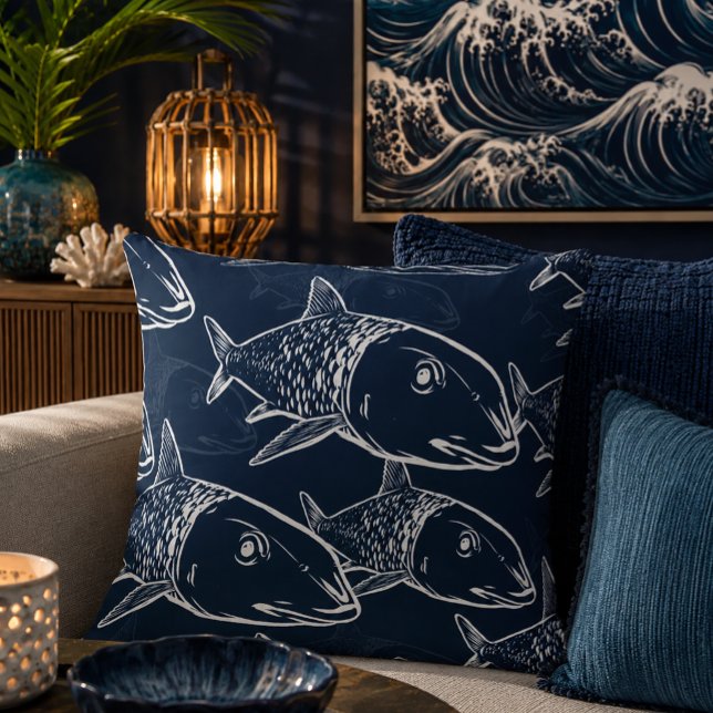 Oio - Hawaiian bonefish print pattern Throw Pillow (Creator Uploaded)