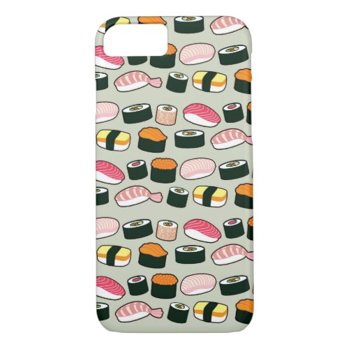 Oishii Sushi Fun Illustrations Pattern Grey iPhone 87 Case