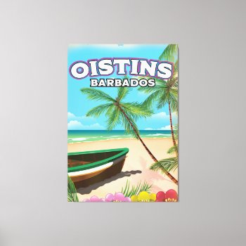Oistins Barbados Vintage Beach Poster Canvas Print by bartonleclaydesign at Zazzle
