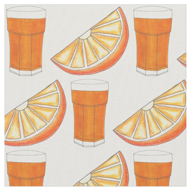 OJ Orange Juice Fruity Kitchen Breakfast Brunch Fabric (Close Up)