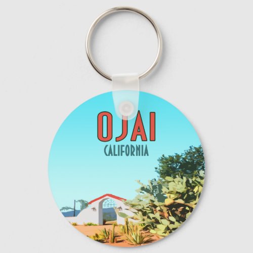 Ojai California Succulent Cactus Vintage Keychain