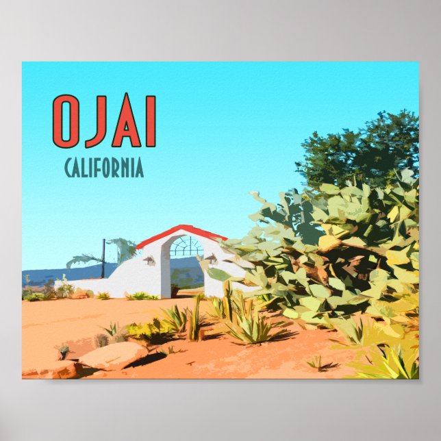 Ojai California Succulent Cactus Vintage Poster (Front)
