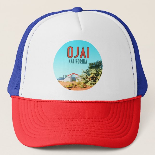 Ojai California Succulent Cactus Vintage Trucker Hat (Front)