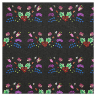 Ojibwe Black Floral Pattern Fabric