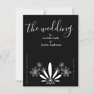 Ojibwe Floral Black and White Wedding Invitation