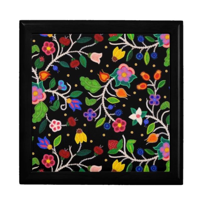 Ojibwe Woodlands Floral Pattern Regalia Jewelry Gift Box (Front)