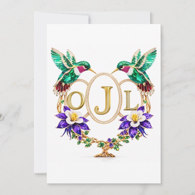 OJL Hummingbird Wedding Any Letters Custom CO Invitation (Front)
