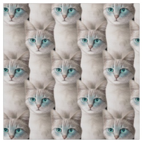 Ojos Azules Cat Pattern Fabric