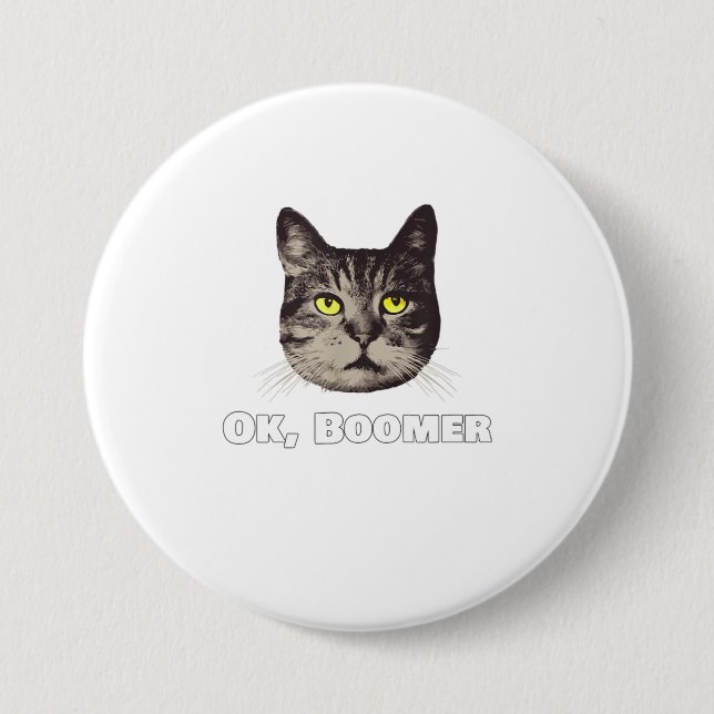 Ok Boomer Cat Shirt  Millennial Cat Gift Oka Button (Front)