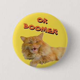 Ok Boomer Talking Cat Meme Button