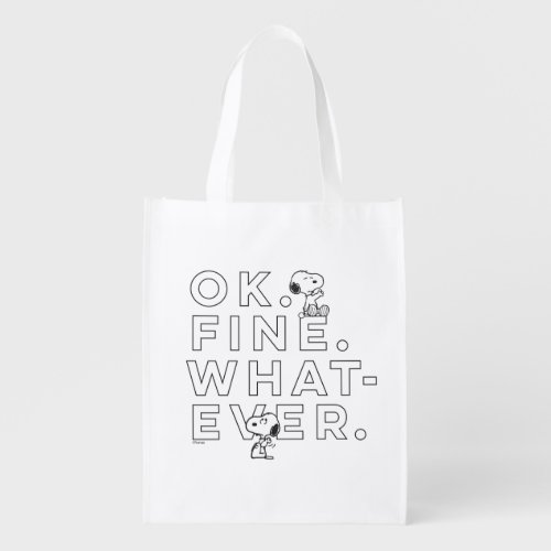 Ok Fine Whatever _ Snoopy Grocery Bag