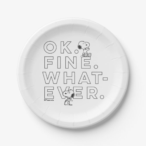 Ok Fine Whatever _ Snoopy Paper Plates