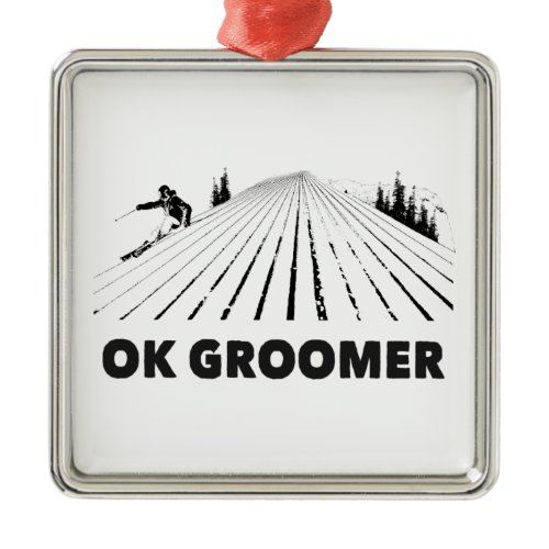 Ok Groomer Skiing Metal Ornament