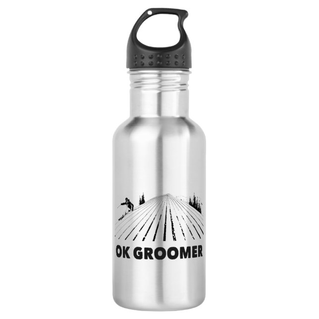 Ok Groomer Skiing Stainless Steel Water Bottle (Front)
