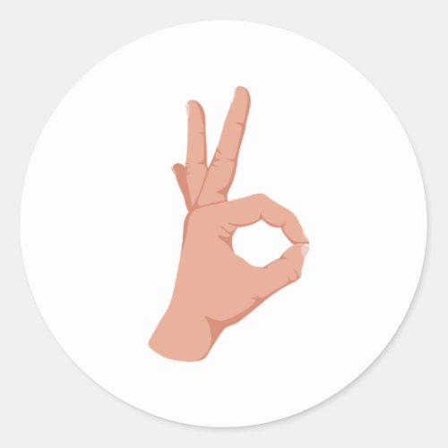 OK Hand Sign Classic Round Sticker