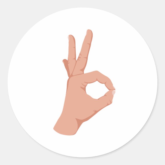 OK Hand Sign Classic Round Sticker (Front)