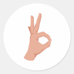 OK Hand Sign Classic Round Sticker
