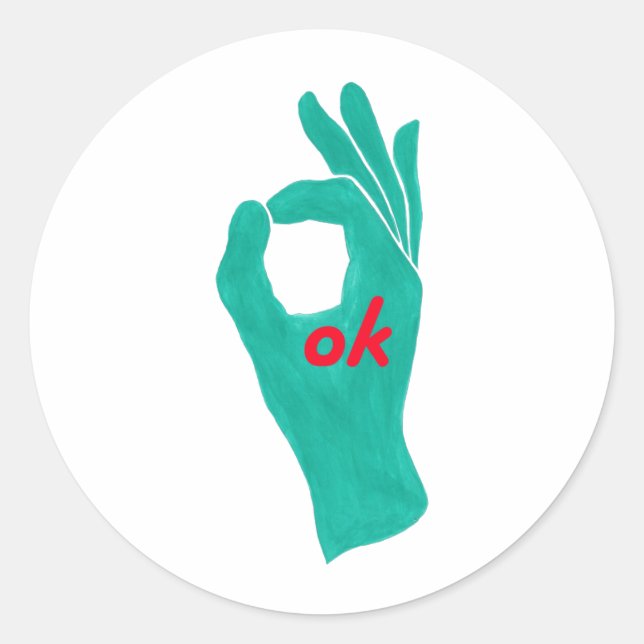 ok hand sign symbol in aqua green stickers (Front)