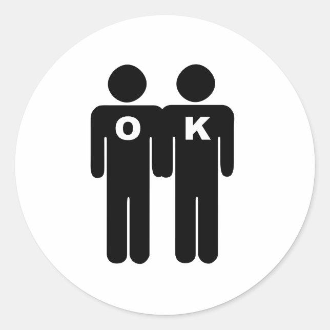 OK TO BE GAY CLASSIC ROUND STICKER (Front)