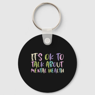 Ok To Talk About Mental Health Awareness Green Rib Keychain