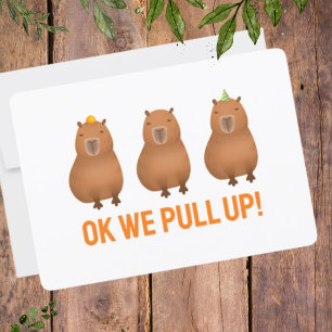 "Ok We Pull Up!" Capybara Meme Holiday Card