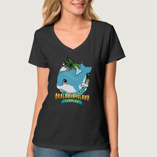 OKALOOSA ISLAND FLORIDA Cute Baby Dolphin Beach So T-Shirt (Front)