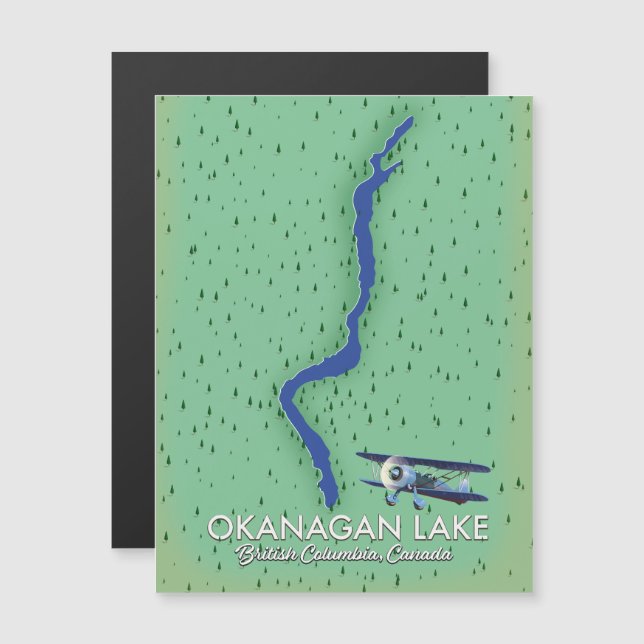 Okanagan Lake British Columbia Canada map (Front/Back)