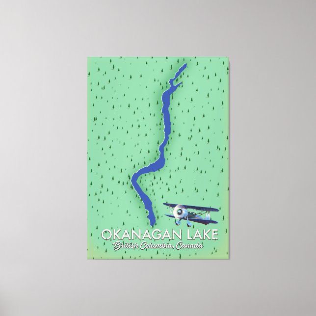 Okanagan Lake British Columbia Canada map Canvas Print (Front)