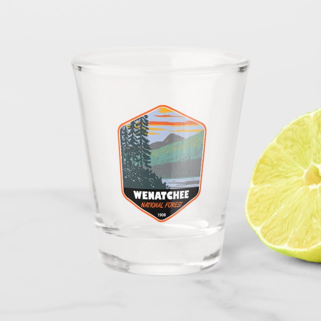 Okanogan Wenatchee National Forest Washington Shot Glass (Front)