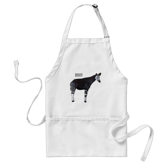 Okapi cartoon illustration adult apron (Front)