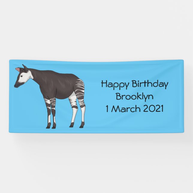 Okapi cartoon illustration banner (Horizontal)