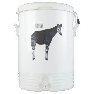 Okapi cartoon illustration beverage cooler