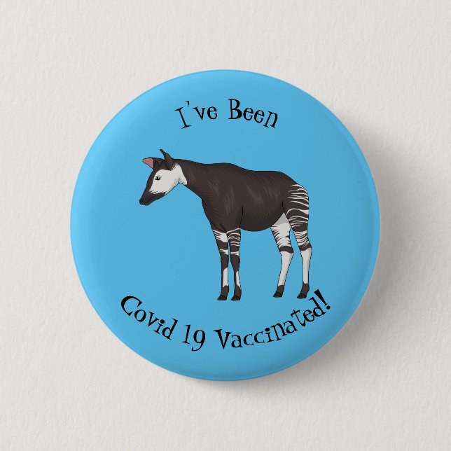 Okapi cartoon illustration button (Front)